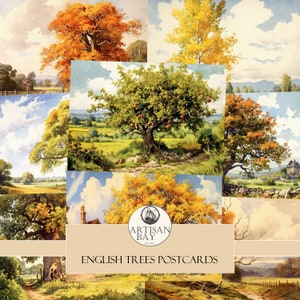 English Trees Postcards, English Postcards, Trees Postcards, Trees, Postcards, Printable Pictures, Junk Journal Supplies, Instant Download