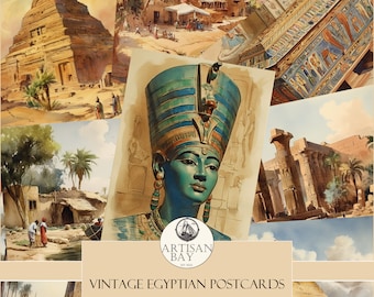 Vintage Egyptian Postcards, Egyptian Postcards, Postcards, Printable Vintage Pictures, Junk Journal Supplies, Instant Download