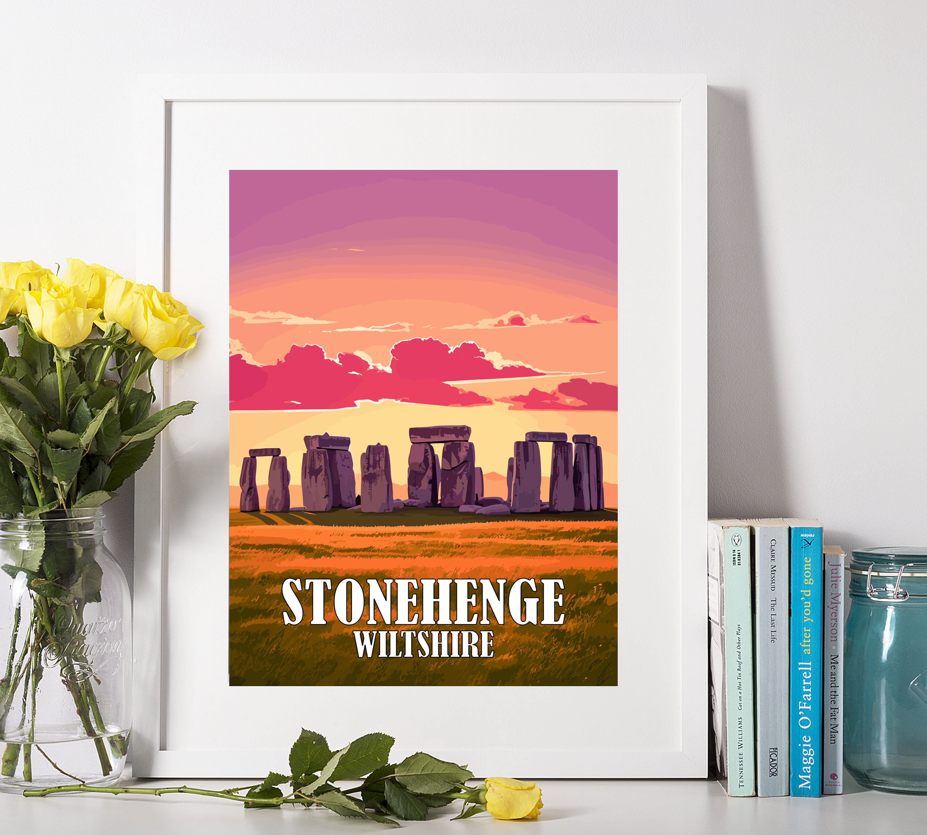 Vintage Stonehenge Travel Poster, Wiltshire, Printable Wall Art ...