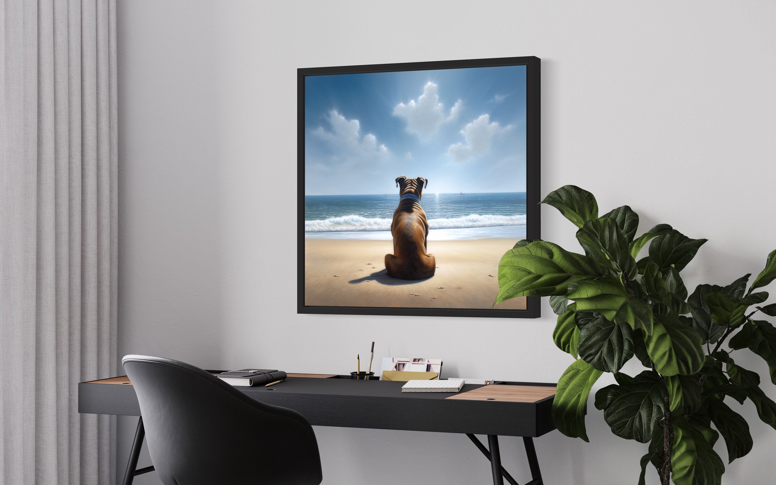 Boxer at the Beach, Rafal Olbinski Style Art Signed and Numbered Print ...