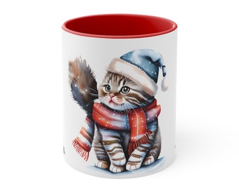 Seasonal Graphic Design Winter Kitten Gift for Him Gift For Her