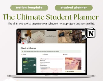 Student Notion Planner | Academic planner | School Notion Planner | Assignment tracker | Student Notion Template | Notion Dashboard