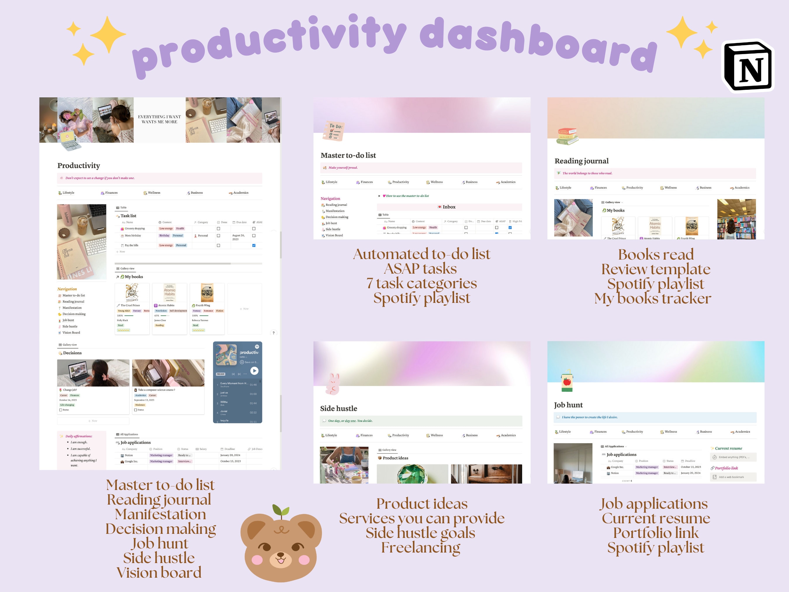 That Girl All in One Notion Template | Aesthetic Ultimate Life Planner ...