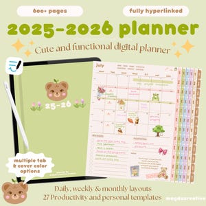 2025-2026 Mid Year Digital Planner | Portrait iPad Planner | Cute Digital Planner| GoodNotes Planner | Weekly & Monthly Planner