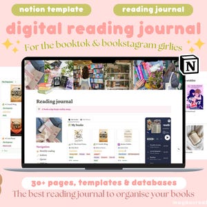 Diario di lettura Notion / Book Tracker / Modello di lettura Notion / Diario di lettura digitale / Dashboard Notion / Booktok / Reading Tracker