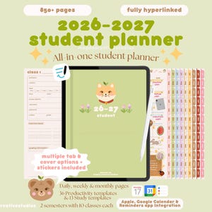 2026-2027 Digital Student Planner | Mid-Year Portrait iPad Planner, GoodNotes (PDF)