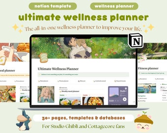 Studio Ghibli Wellness Notion Template | Meal & Fitness Planner (Digital Download)
