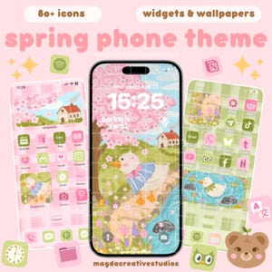 Spring Blossom Phone Theme | Spring Icons Set | Cute App Icons | Aesthetic Icon Pack | iOS and Android App Icons | iPhone & iPad Wallpaper