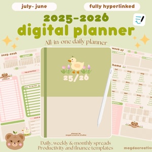 2025-2026 Digital Planner | GoodNotes Mid Year Planner | Daily iPad Planner | Cute Mid Year Digital Planner | Weekly & Monthly Planner