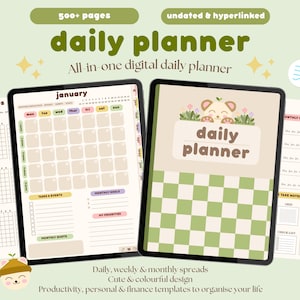 Digital Daily Planner | Undated iPad Planner | GoodNotes Portrait Planner | Weekly & Monthly Planner | Cute Digital Planner | Daily Planner