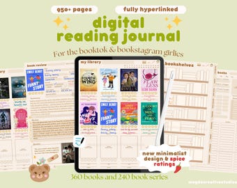 Digital Reading Journal | GoodNotes Reading Planner | Book Review | iPad Digital Library| Aesthetic Book Journal | Booktok | Reading Tracker