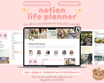 That Girl All in One Notion Template | Aesthetic Ultimate Life Planner | Cute Notion Extended Life Planner | Personal Notion Dashboard