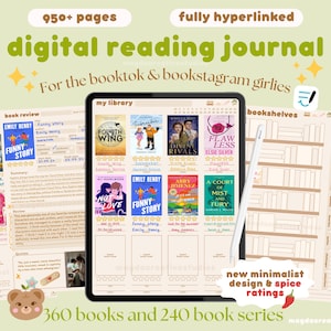 Digital Reading Journal | GoodNotes Reading Planner | Book Review | iPad Digital Library| Aesthetic Book Journal | Booktok | Reading Tracker