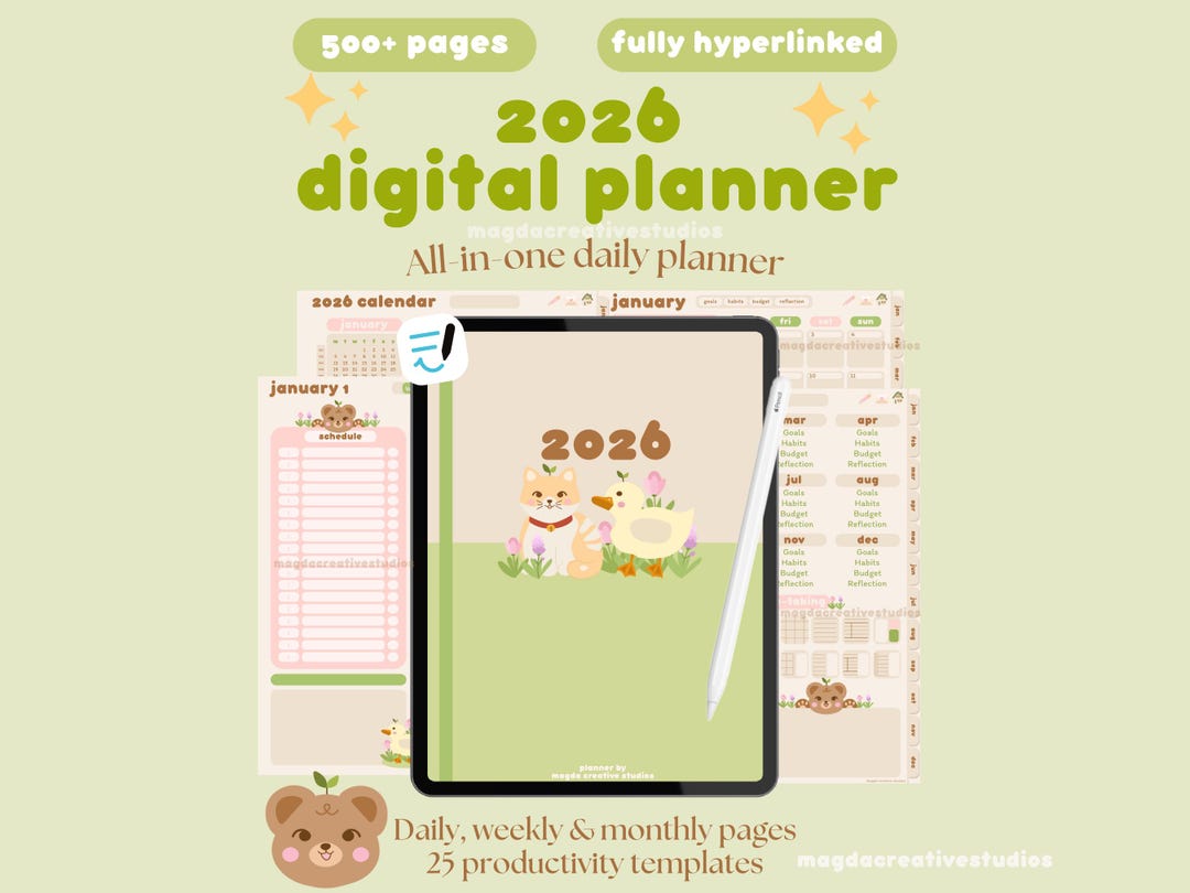 2026 Digital Planner Cottagecore | Daily iPad Portrait Planner (PDF) - Etsy