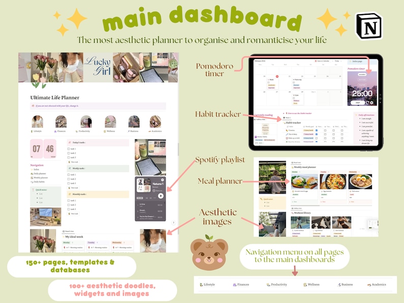 That Girl All in One Notion Template | Aesthetic Ultimate Life Planner ...