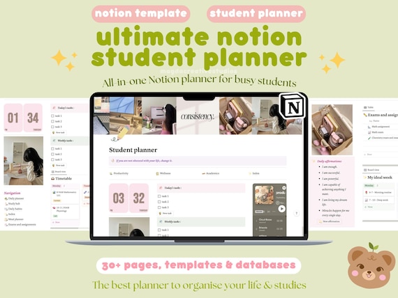 Notion Student Planner: All-in-One Academic Template (Digital Download)