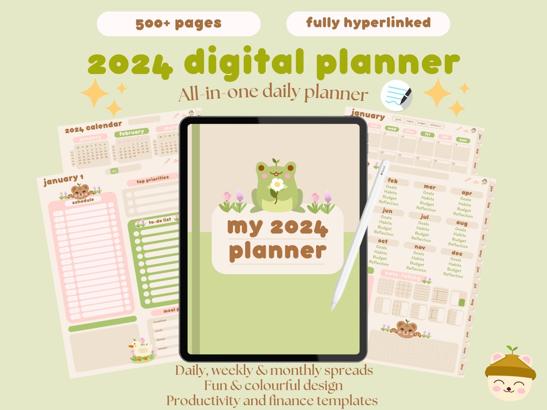 2024 Digital Planner Portrait Daily iPad Planner Goodnotes Planner ...