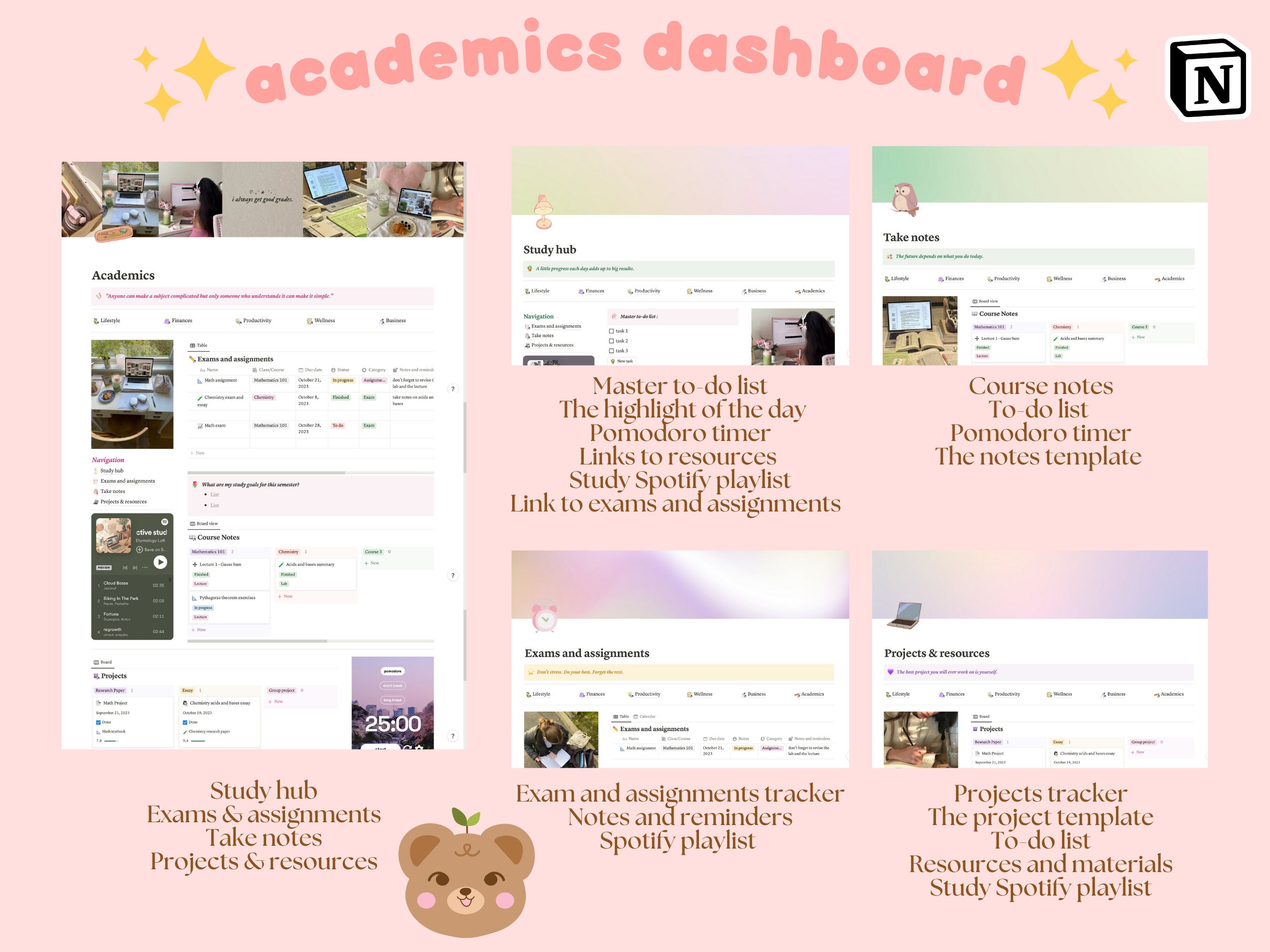 That Girl All in One Notion Template | Aesthetic Ultimate Life Planner ...