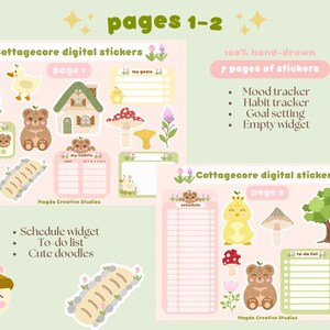 Cottagecore Digital Planner Stickers | Cute Animal Doodles (goodnotes ...