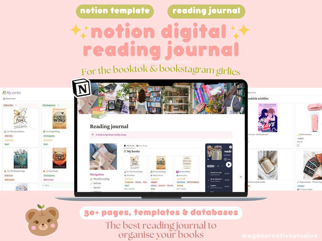 Notion Reading Journal | Book Tracker | Reading Notion Template ...