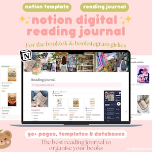 Notion Reading Journal | Book Tracker | Reading Notion Template | Digital reading journal | Notion Dashboard | Booktok | Reading Tracker