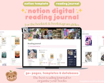 Notion Reading Journal | Book Tracker | Reading Notion Template | Digital reading journal | Notion Dashboard | Booktok | Reading Tracker