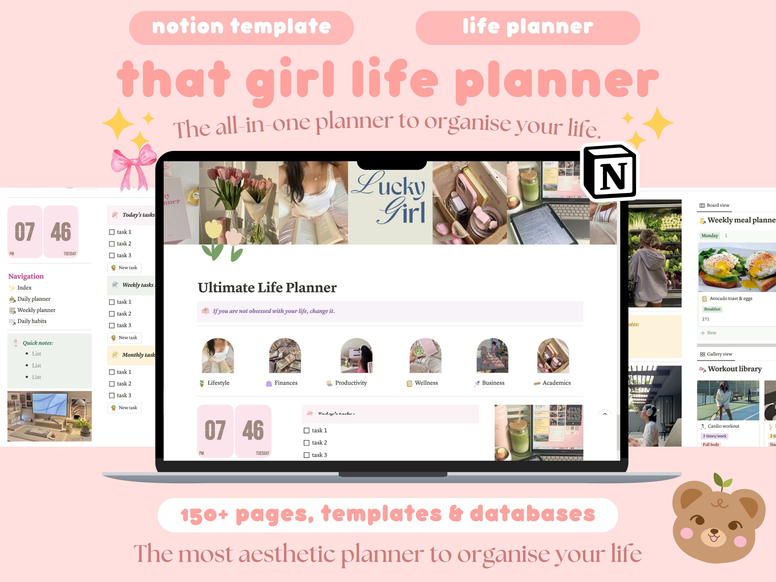 That Girl All in One Notion Template | Aesthetic Ultimate Life Planner ...
