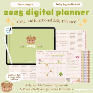 2025 Digital Planner | Landscape iPad Planner | Cute Digital Planner| GoodNotes Planner | Weekly & Monthly Planner | Daily Digital Planner