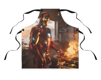 Marvel Ironman Apron for All - Durable Poly Twill, Customizable Design, Perfect for Men & Women, Embrace Your Inner Superhero in the Kitchen