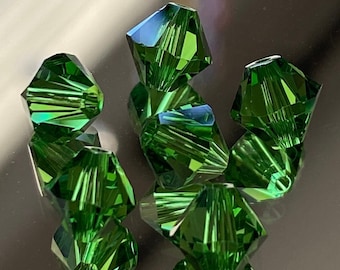Swarovski Crystal Beads - 3mm, 4mm and 6mm Bicone Beads - Fern Green - Bright and Beautiful! - Packages OF 12, 24 & 48 Beads (#718)