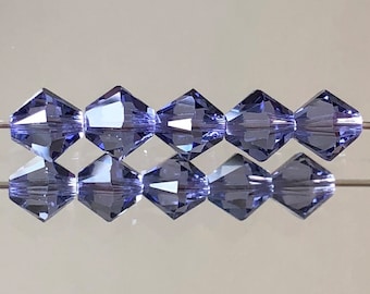 Swarovski Crystal Beads - Choice of 3, 4, 5 or 6mm Faceted Purple Bicone Beads - Tanzanite (Purple) - Packages of 12, 24 or 48 Beads (#251)