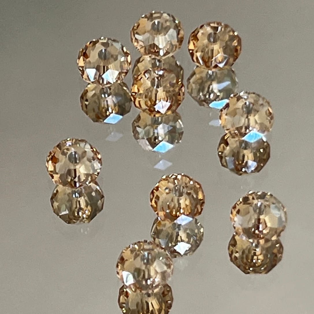 Swarovski Crystal Beads - 6x4mm - Faceted, Golden Rondelle Beads - Crystal Golden Shadow - Classic Beauty - Packages of 6 or 12 Beads (#680)