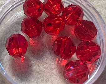 Swarovski Crystal Beads -Choice of 4mm, 6mm or 8mm Round Beads - Lt. Siam (Light, Bright Red) Crystal Beads - PKG 12 or 24 (#510)