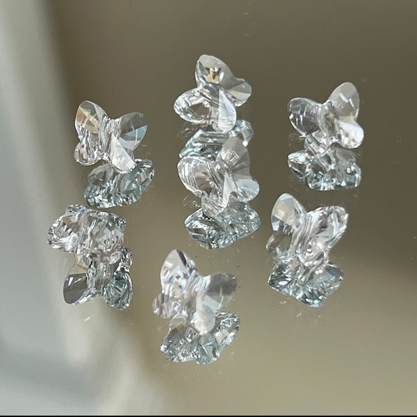 Swarovski Crystal Beads - Crystal Butterfly - Crystal Clear- Choice of 6, 8, 10mm Butterfly Bead - Vertical Hole - PKG 12 or 24 Beads (#762)