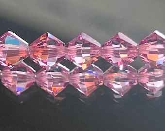 Swarovski Crystal Beads - Choice of 3mm, 4mm or 6mm Pink Bicone Beads - Lt Rose Shimmer - Crystal Beads - Pkgs of 12, 24 & 48 Beads (#738)