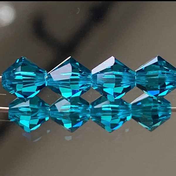 Swarovski Crystal Beads - Choice of 3mm, 4mm or 6mm Bicone Crystal Beads - Blue Zircon - Tropical Sea Blue - Packages of 12, 24 & 48 (#515)