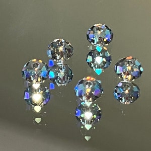 Swarovski Crystal Beads - Rondelle Crystal Beads - Black Diamond Shimmer 2X - 6x4mm - SUPER SPARKLY! - PKGS of 6 & 12 Beads (#125)