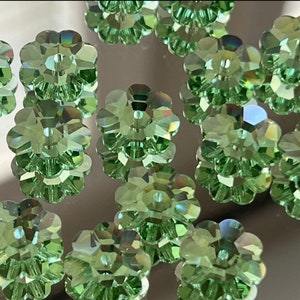Swarovski Crystals - Choice of 6, 8, 10 or 12mm - Margarita Flowers - Peridot Green - Packages of 12 or 24 Beads (#810)