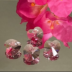 Swarovski Crystal Beads - 18mm Heart Pendants - Light Rose - Pink Crystal Heart - Top Drilled - Packages of 1 or 2 Hearts (#193B) bild 1