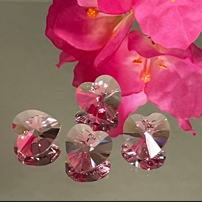 Swarovski Crystal Beads - 18mm Heart Pendants - Light Rose - Pink Crystal Heart - Top Drilled - Packages of 1 or 2 Hearts (#193B) bild 1