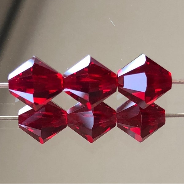 Swarovski Crystal Beads - Choice of 3, 4 & 6mm Bicone Beads - Siam (Clear, Darkish Red) Crystal Beads - Pkgs of 12,24,48 Beads (#377)