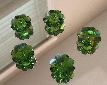 Swarovski Crystal Beads - 6, 8, 10 or 12mm Margarita Flowers - Swarovski Fern Green - Crystal Spacers - Pkgs of 4, 6, 12 or 24 Beads (#972)