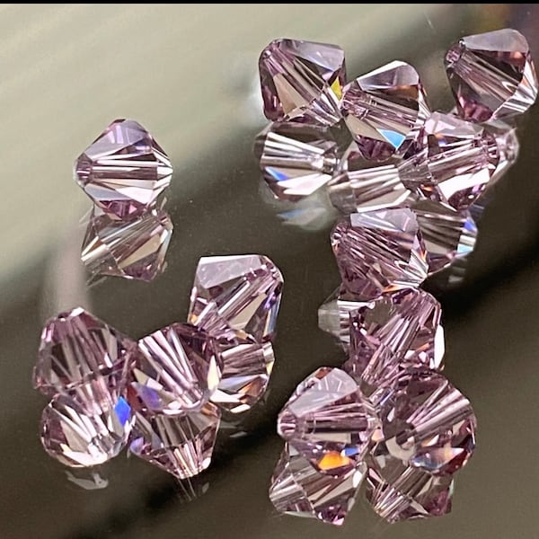 Swarovski Crystal Beads - Choice of 4mm or 6mm Purple Crystal Bicone Beads - Light Amethyst - Packages of 12, 24, 48 Beads (#350)