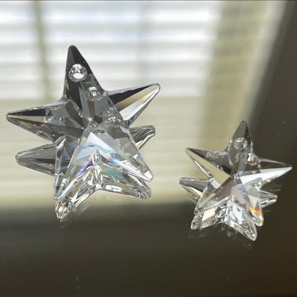 Swarovski Crystal Beads - Choose 20mm or 28mm Faceted Star Pendant, Crystal Clear, Star Pendant/Prism (#760)