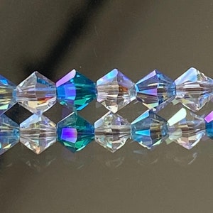 Swarovski Crystals - "Blue Surf" Crystal Beads Mix- COLOR MIX!- 4mm Crystal Bicones- BEAUTIFUL Bicone Beads- Pkgs of 36 or 72 Beads (#910)