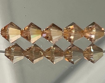Swarovski Crystal Beads - Crystal Bicone Beads - Choice 4mm or 6mm Crystal Beads - Crystal Summer Blush - Pkgs 12, 24 & 48 Beads (#274)