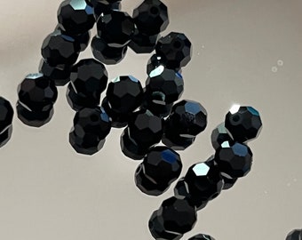 Swarovski Crystal Beads - 3mm, 4mm or 6mm Round Crystal Beads - Jet - Shiny black beads - Pkgs of 12 or 24 Beads (#688)