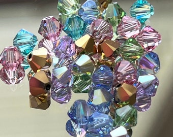 Swarovski Crystal Beads - "Mermaid" Crystal Beads MIX- 4mm Crystal Beads - Bicone Bead Mix - PKG of 36 or 72 Beads (#243)