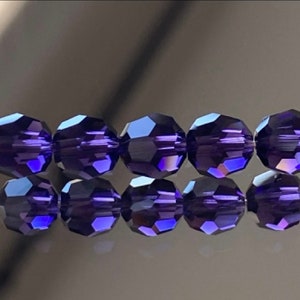 Swarovski Crystal Beads - 3, 4, 6 & 8mm Round Crystal Beads - Purple Velvet - Beautiful Dark Purple Beads - Pkgs of 12 or 24 Beads (#342)