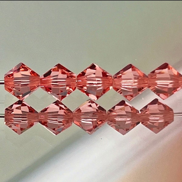 Swarovski Crystal Beads - Choice of 3mm, 4mm or 6mm Pink Bicone Beads - Rose Peach - Crystal Beads - Pkgs of 12, 24 & 48 Beads (#340)